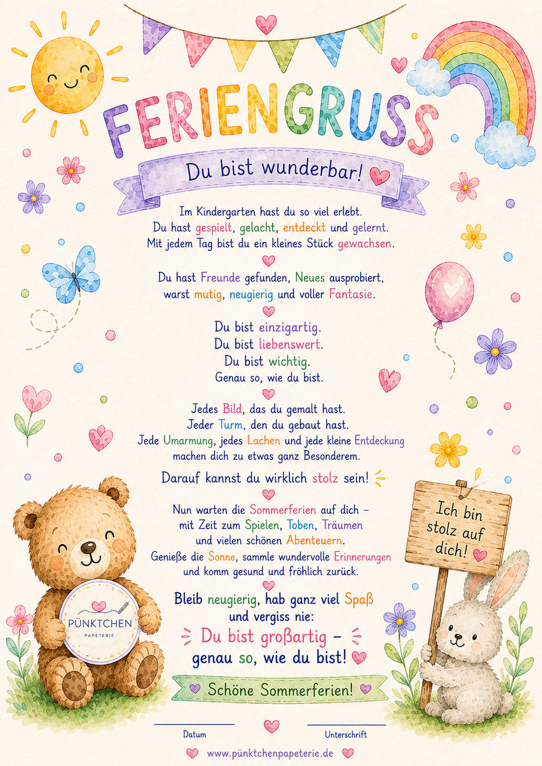 Feriengruß Kita PDF